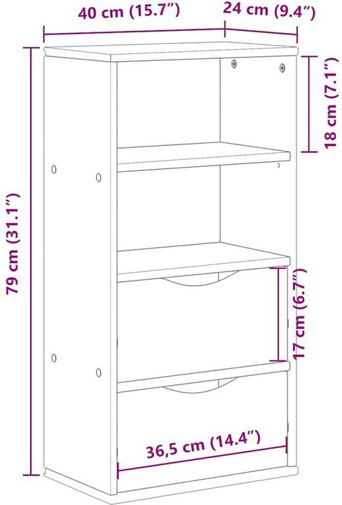 Produktbild vidaXL Beistellschrank (40 x 24 x 79 cm)