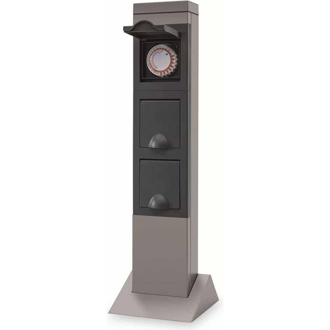 REV, Steckdosenleiste, Gartensteckdose SteelCraft, 2-fach, mit Zeitschaltuhr, IP44, ohne Zuleitung (2 x, 2 m)
