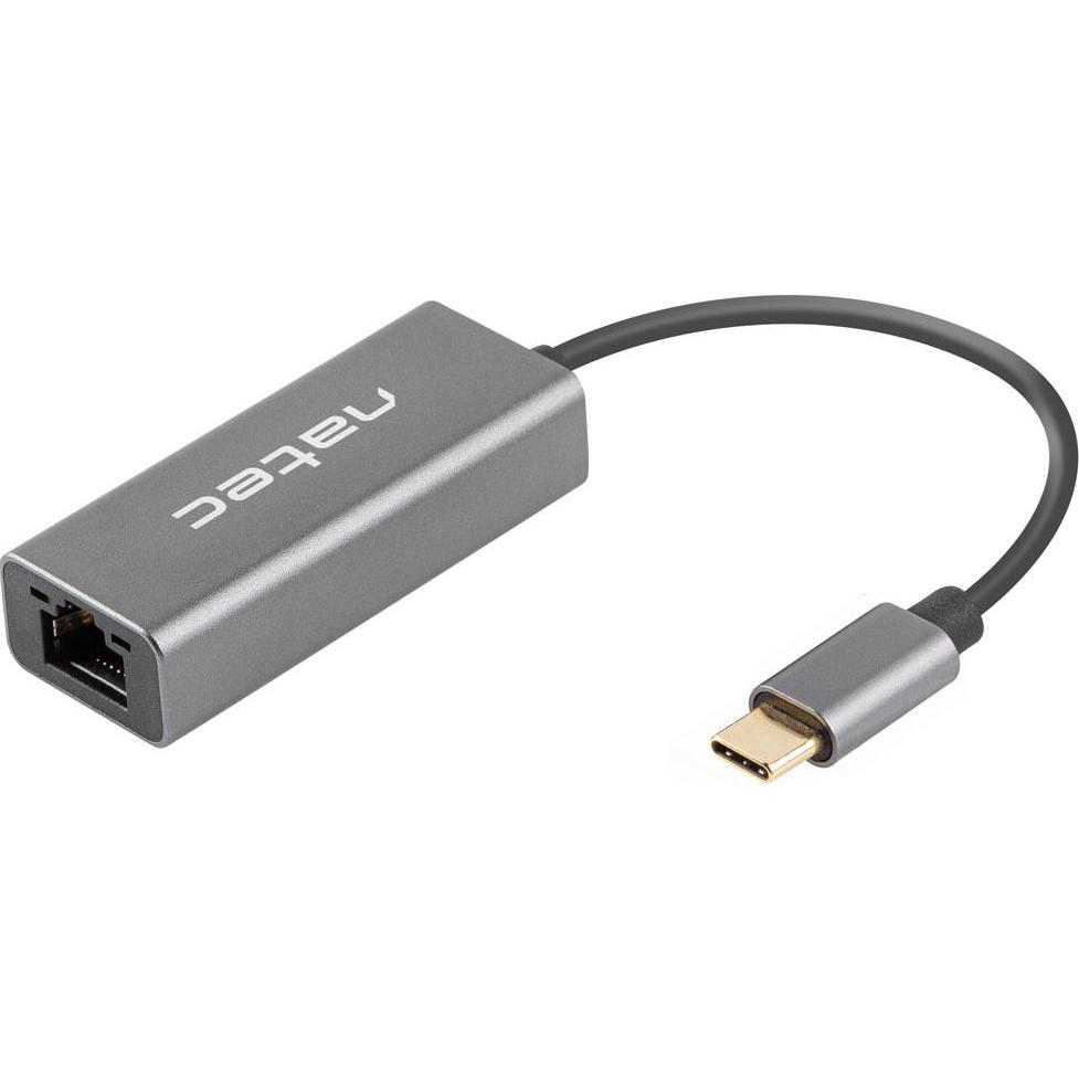 Thumbnail - Genesis NETWORK CARD NATEC CRICKET USB-C 3.1 1X RJ45 1GB ON CABLE (USB-C, 1 Ports), Dockingstation + USB Hub, Schwarz