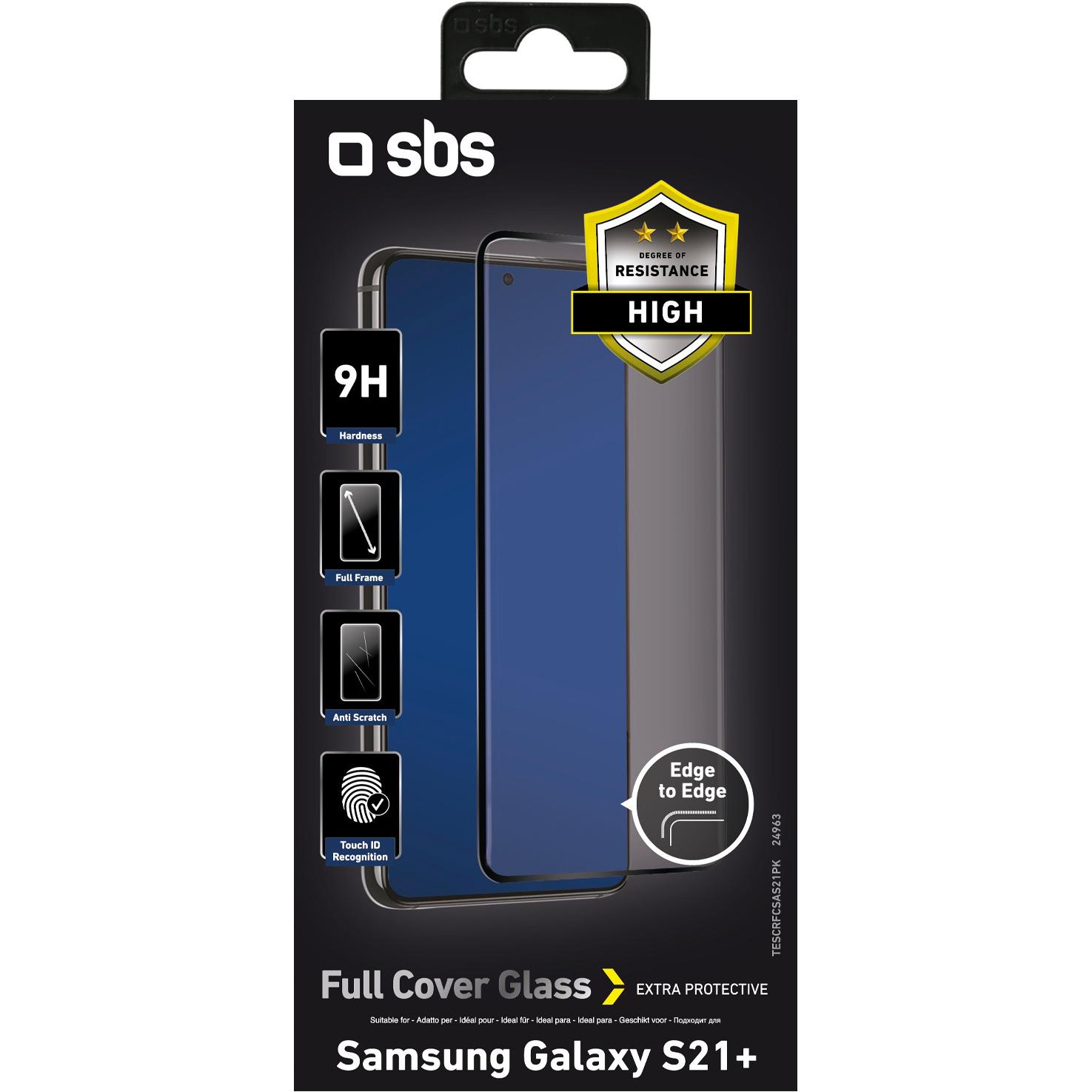 Thumbnail - SBS Glas Displayschutz Full Cover Samsung Galaxy S21+, schwarz (1 Stück, Samsung Galaxy S21+), Smartphone Schutzfolie, S...