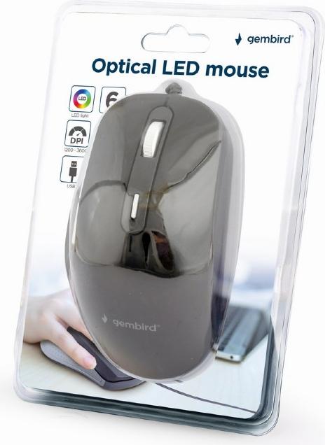 Actual product image Gembird MUS-6B-02 Optical LED mouse USB black (Cable)
