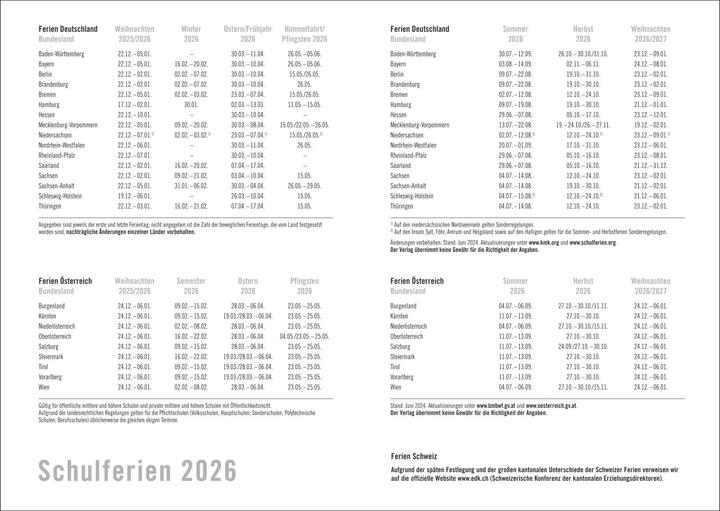 Nutritional values and ingredients Loriot Agenda A5 2026 (A5, German)
