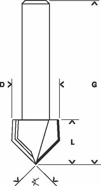 Image du produit Bosch Professional Zubehör Fraise à rainurer en V, 6 mm, D1 6,35 mm, L 9,2 mm, G 48 mm, 90