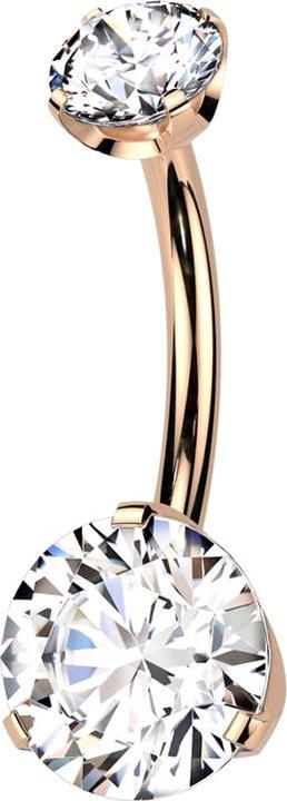 Actual product image Star Piercing Threadless Banane rosegold zwei Kristalle silber gefasst (Titanium G23, without brass)