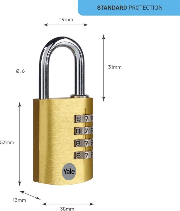 Actual product image Yale YE3CB/38/131/1/GO Padlock 38 mm Gold Combination lock
