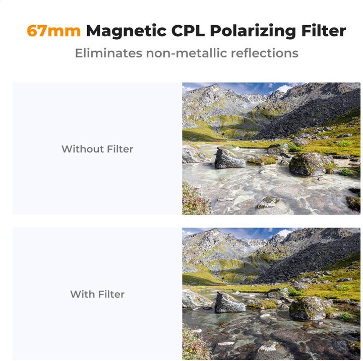 Produktbild K&F Concept 52mm Magnetic Phone Clip + 67mm Magnetic CPL Filter, HD, Coated, Waterproof, Scratch-resistant, Clea