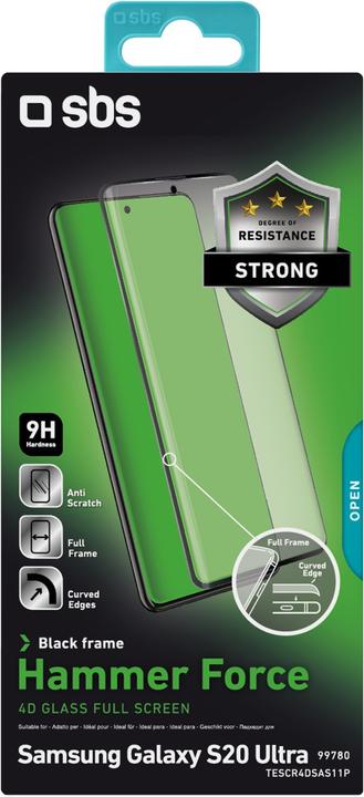 Produktbild SBS Glas Displayschutz 4D Full Cover Samsung Galaxy S20 Ultra, schwarz (1 Stück, Samsung Galaxy S20 Ultra)