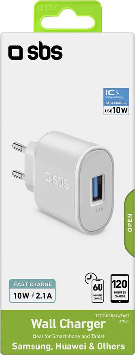Produktbild SBS TETR1USB2AWFAST Ladegerät für Mobilgeräte Indoor Weiss (10 W)
