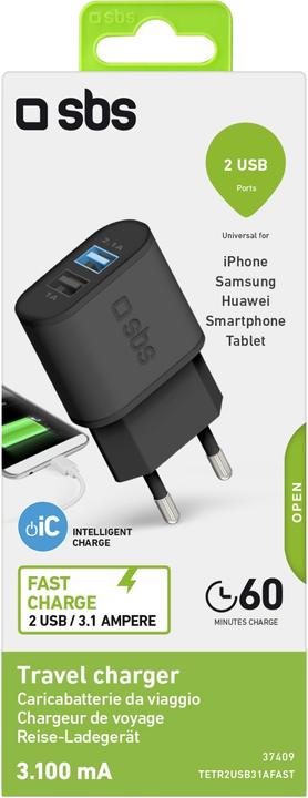 Actual product image SBS TETR2USB31AFAST Mobile Device Charger Indoor Black (1 portion)