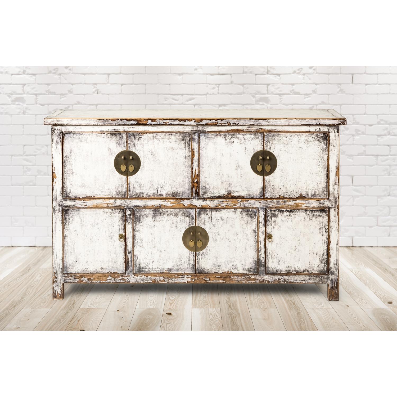 Thumbnail - PureHaven, Kommode + Sideboard, Kommode 170x43x104 cm im Vintage Style aus Vollholz handgefertigt stilvolles Design Kief...