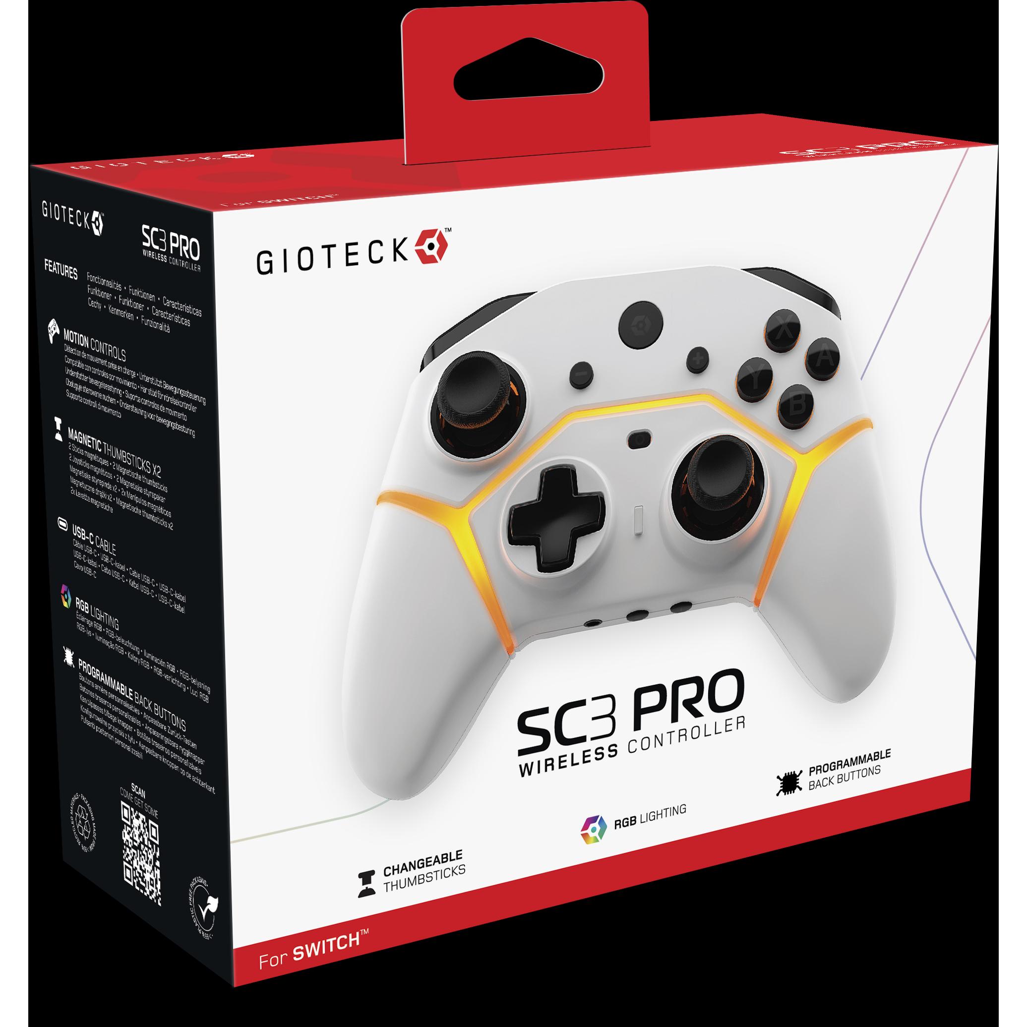 Gioteck SC3 PRO Wireless Controller (Switch, PC, Switch Lite, Switch OLED), Gaming Controller, Weiss