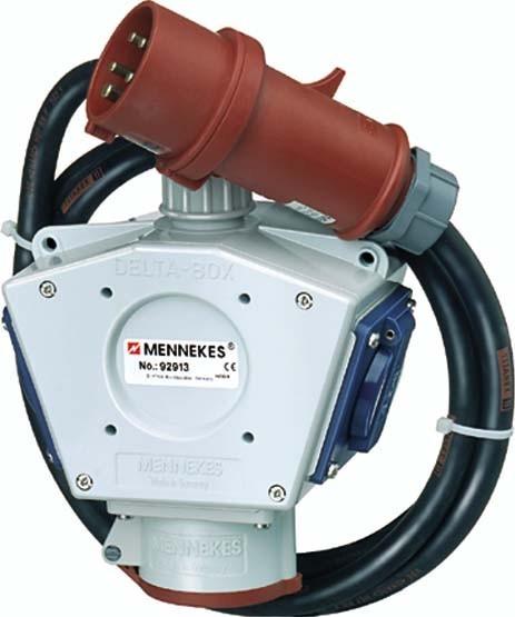Actual product image Mennekes MEN 92913 Plug socket combination Delta-Box portable connectable (3x, CEE 16/5, CEE 7/3)