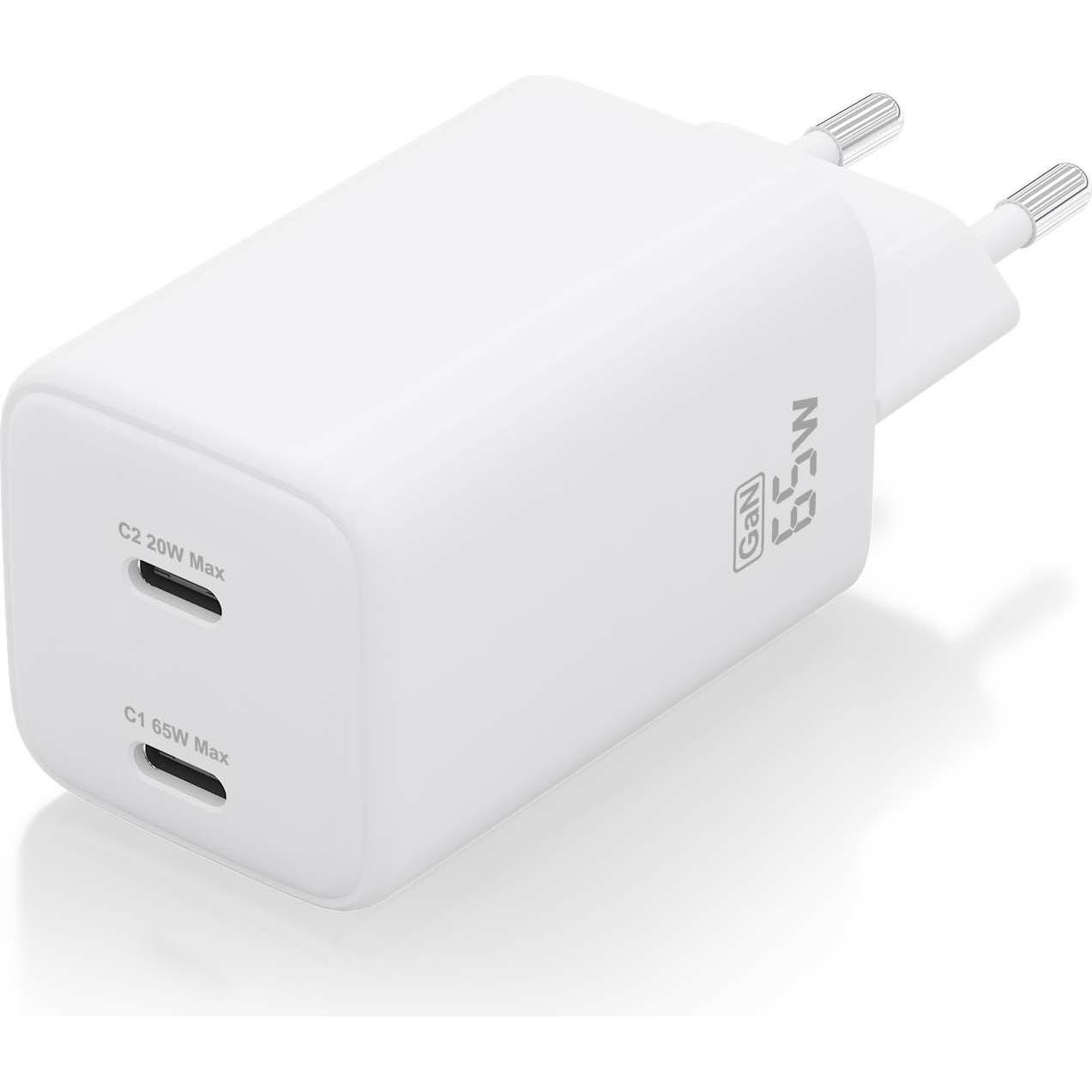 Aisens ASCH-65W2P039-W (65 W, 2 porte), Caricatore USB, Bianco