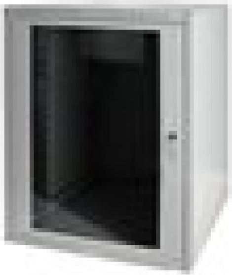 Actual product image Digitus 48,3cm 19inch wall cabinet 16HE SoHoline RAL7035 grey H816mmxW600mmxD450mm with glass door (16 RU, 19 inch rack)