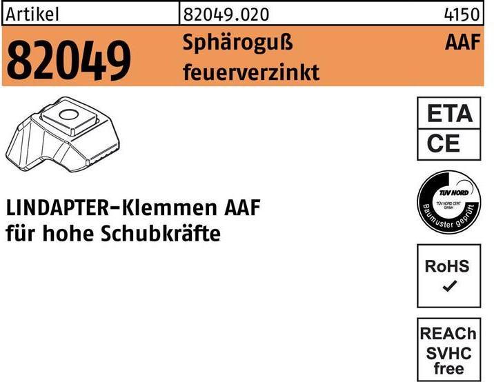 Lindapter Klemme R 82049 AAF M 20 Sphäroguss feuerverzinkt