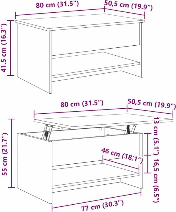 Image du produit vidaXL Couchtisch (80 x 50 x 41.50 cm)