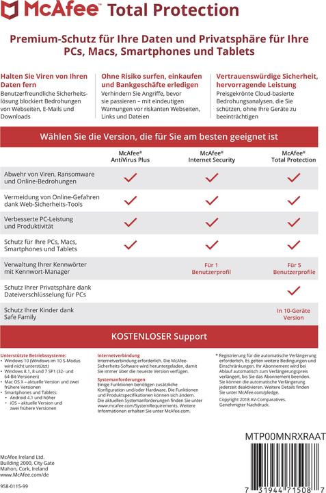 Actual product image McAfee Total Protection (1 User, 12 months)