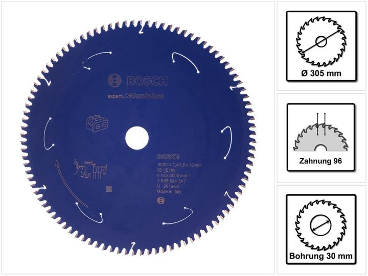 Actual product image Bosch Professional Zubehör Circular saw blade Expert for Aluminium for cordless saws,305 x 2.4/1.8 x 30, 96 teeth