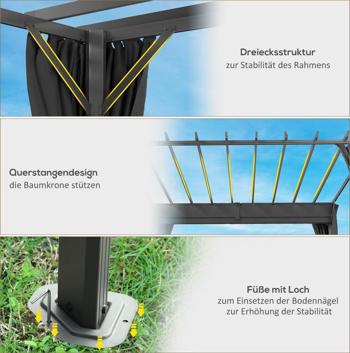 Image du produit Outsunny Pergola Aluminium, Polyester Dunkelgrau (357 cm, 293 cm)