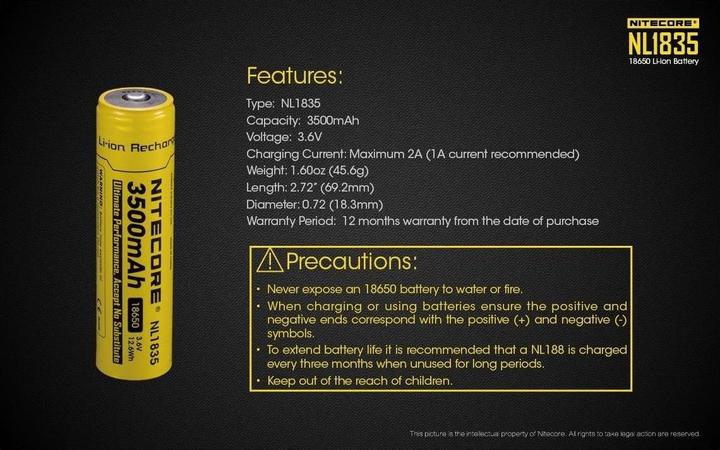 Produktbild Nitecore 18650 USB Akku 3500mAh NL1835r