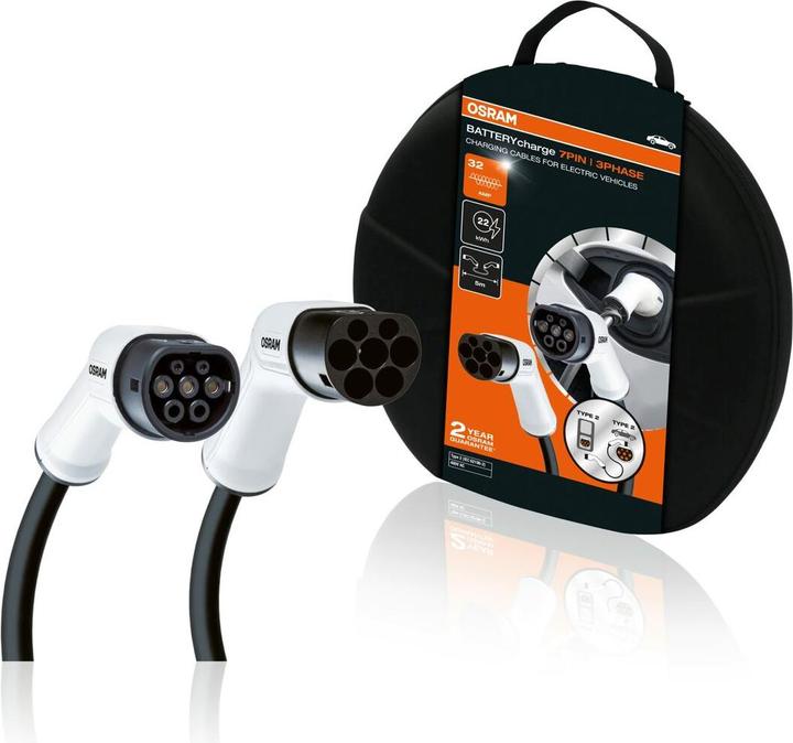 Produktbild Osram E-Ladekabel (Typ 2, 22 kW, 32 A, 5 m)