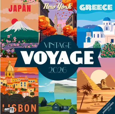 Image du produit Vintage Voyage - Reiseposter - Kalender 2026 - 30x30 (30 x 30 cm, Couverture rigide, Anglais, Français)