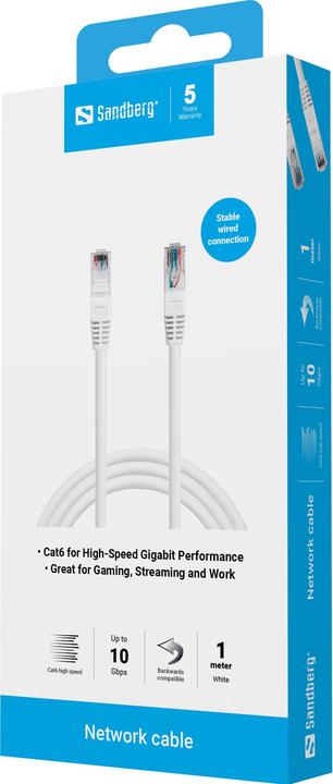 Actual product image Sandberg Network cable UTP Cat6 1 m (U/UTP, CAT6, 1 m)
