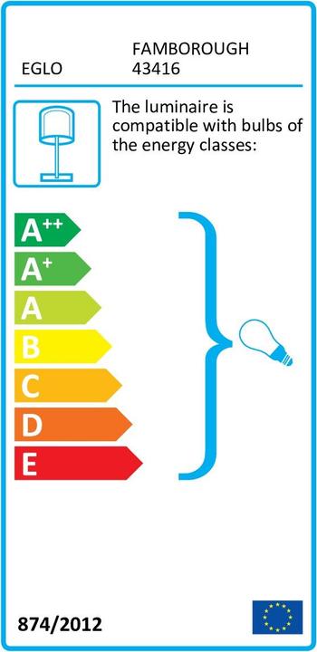 Energie-Label EGLO Tischleuchte FAMBOROUGH 3x E27, Schwarz/Beige (0 lm, E27)
