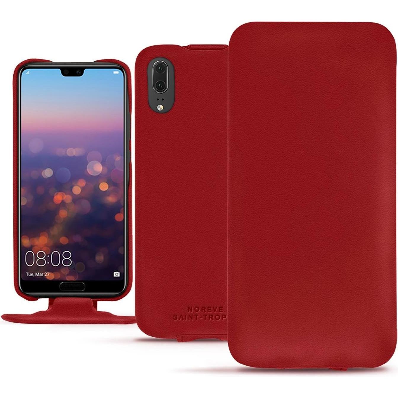 Noreve Lederschutzhülle vertikal (Huawei P20), Smartphone Hülle, Rot