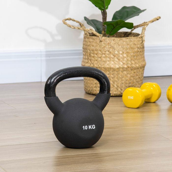 Produktbild Swisshandel24 Kettlebell, Kugelhantel, 10 kg, mit Kunststoffummantelung, Stahl, schwarz 19x12x22cm (1 x 10 kg)