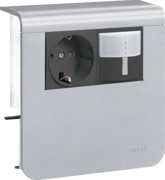 Actual product image Hager TEH SL20080926D1 Device carrier socket+PIR for SL 20x80mm decor aluminium (Duct, 2 cm)