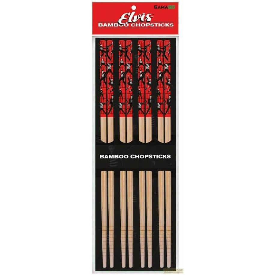 NMR Distribution GAMAGO Elvis Bamboo Chopsticks Set – 4 Pair of Adorably Cute Reusable Chop-Sticks - Easy Grip, Light, B...