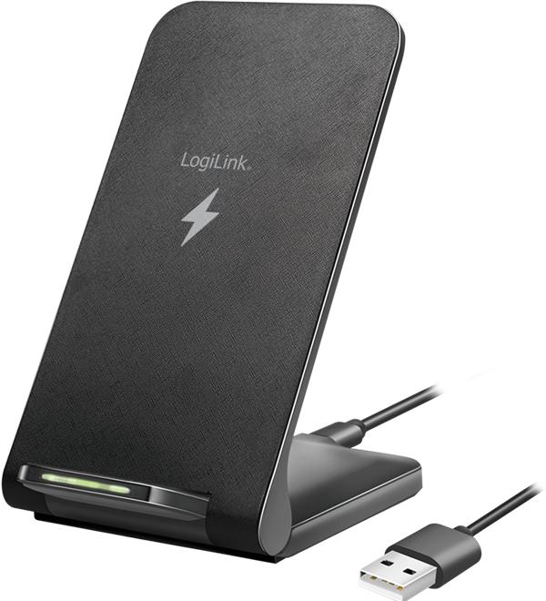 Produktbild LogiLink ZUB Smartphone Stand & WL Charger black (18 W)