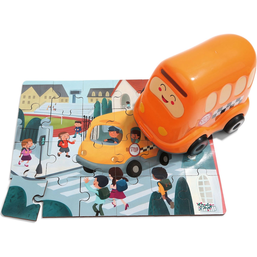 Topbright Toys Houten Legpuzzel School met Schoolbus, 24st. (24 Teile)