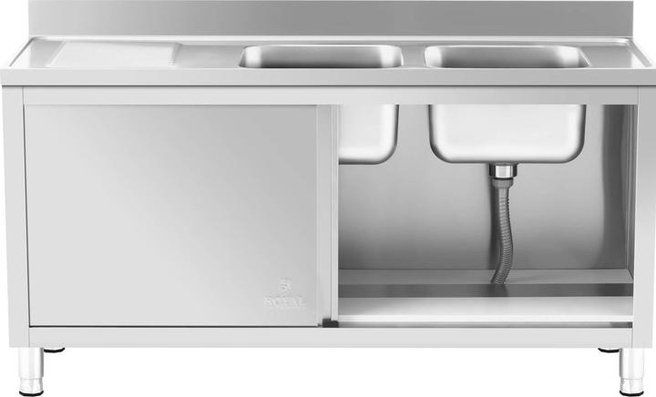 Image du produit Royal Catering Plonge inox sur meuble - 2 bacs - - Acier inoxydable - 400 x 400 x 250 mm