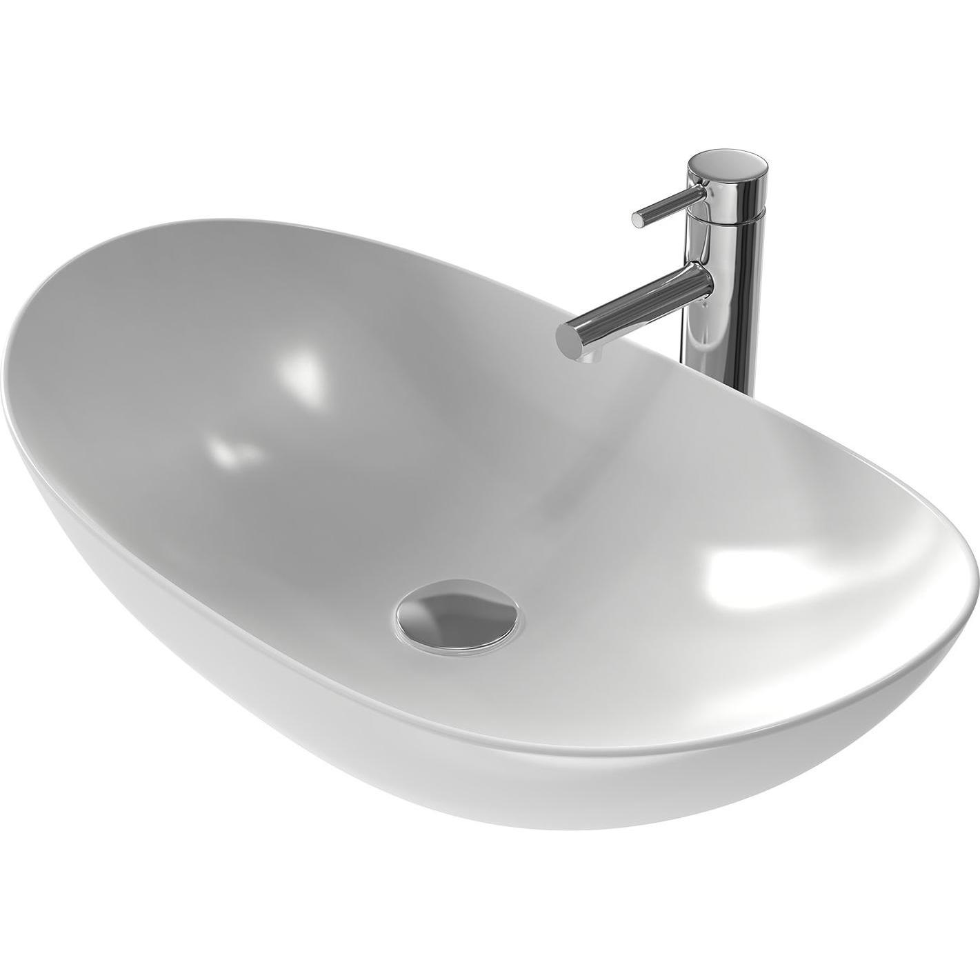 Emke, Waschbecken, Aufsatzwaschbecken Ovales Waschbecken Keramik Waschbecken Waschtisch Weiss Glänzend 415x 335 x 1 (335...