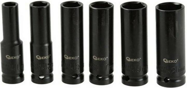 GEKO Slagkoppen 6-delige set, 1/2 10-21 mm, lengte 77 mm.