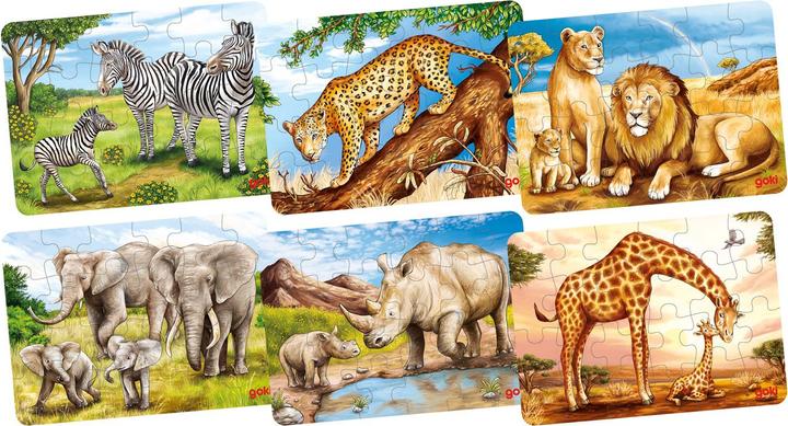 Goki Hölzerne Mini Puzzle-Wild-Tiere (24 Teile)