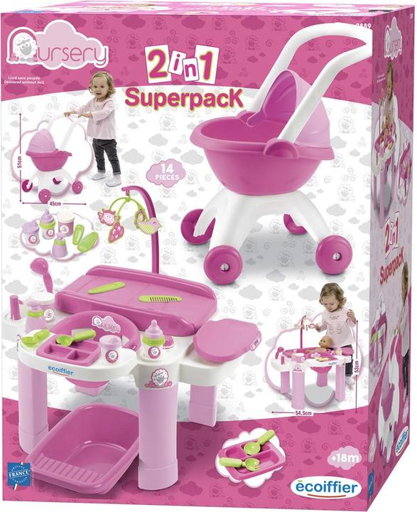 Image du produit Ecoiffier Kit de soins Ecoffier avec poussette de poupée