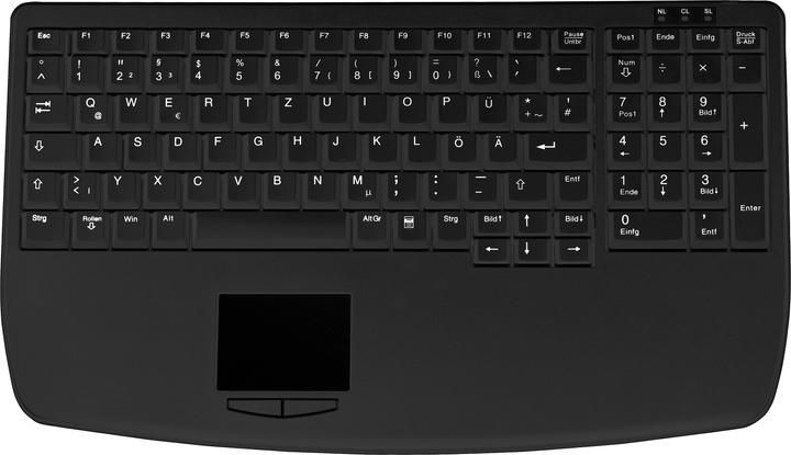 Actual product image Active Key Industry 4.0 Notebook Style Ultraflat Touchpad Keyboard with NumPad PS2 Black (DE, Cable)