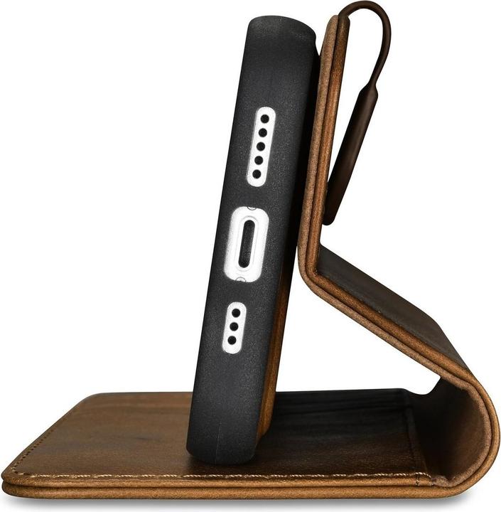 Actual product image iCarer Oil Wax Wallet Case 2in1 Cover iPhone 14 Plus Anti-RFID Leather Flip Case Brown (WMI14220723-... (Apple iPhone 14 Plus)