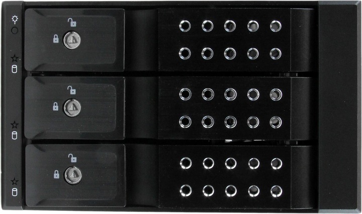 Actual product image StarTech 3x 3.5 inch strapless SATA hard drives Aluminium removable frame backplane