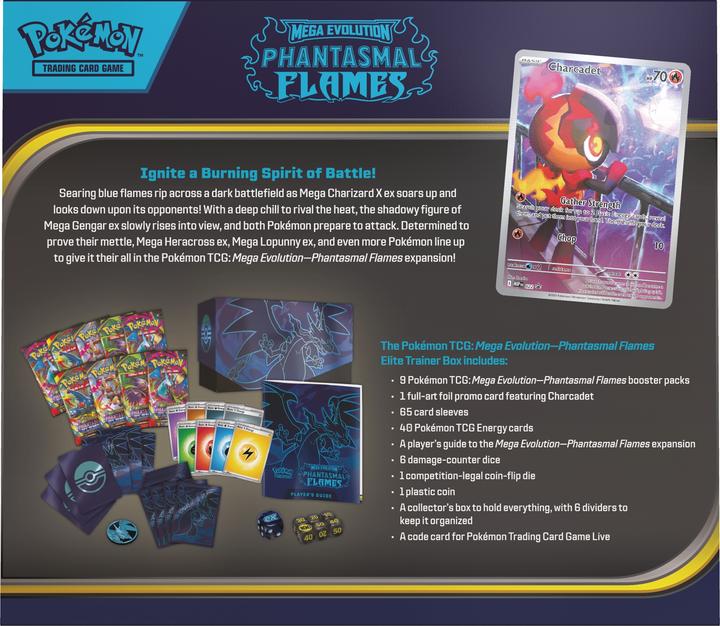 Actual product image Pokémon P-EN ME02 'Phantasmal Flames' Elite Trainer Box (English, Elite / Top Trainer Box)