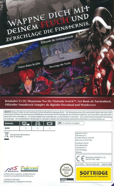 Produktbild NIS Ys IX: Monstrum Nox Pact Edition (Switch, Switch Lite, Switch OLED, DE)
