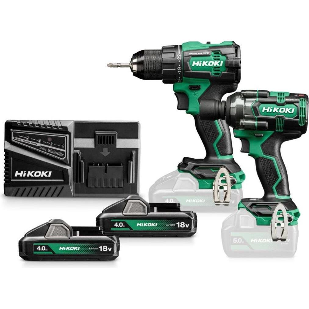 Hitachi, Trapano + Avvitatore a batteria, HIKOKI ZESTAW 18V KC18DE WLZ (DS18DE+WR18DH) 2x4,0Ah HITSYSTEM
