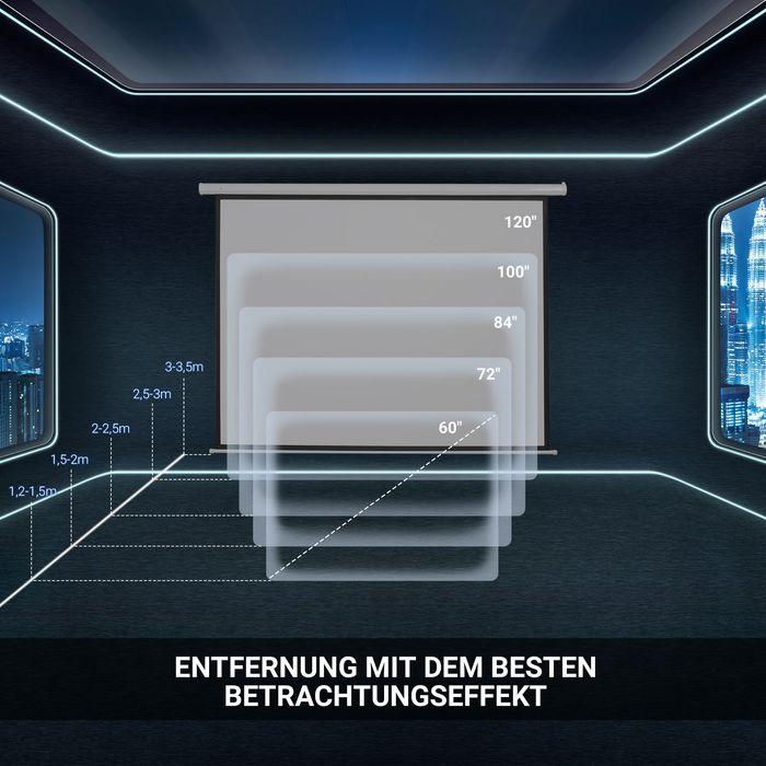 Produktbild Swisshandel24 4:3 Beamer Leinwand Elektrisch 171x130cm mit Fernbedienung, für Heimkino und Präsentation Weiss (84", 4:3)
