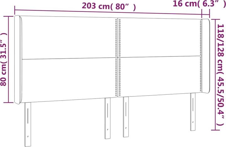 Produktbild vidaXL LED Kopfteil (203 x 16 x 128 cm)
