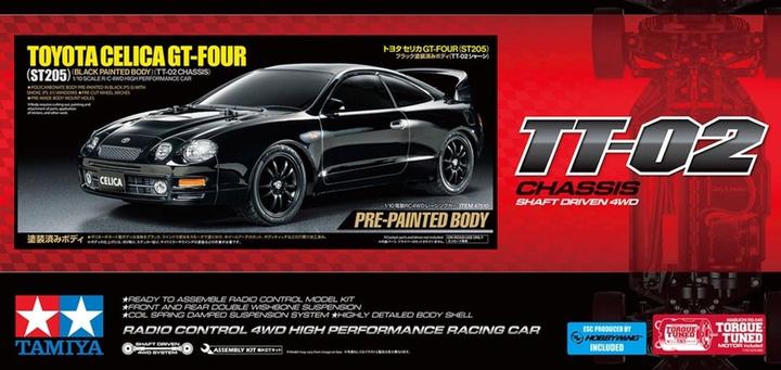 Image du produit Tamiya 1/10RC Toyota Celica GT-Four (Black Painted) TT-02 (Kit)