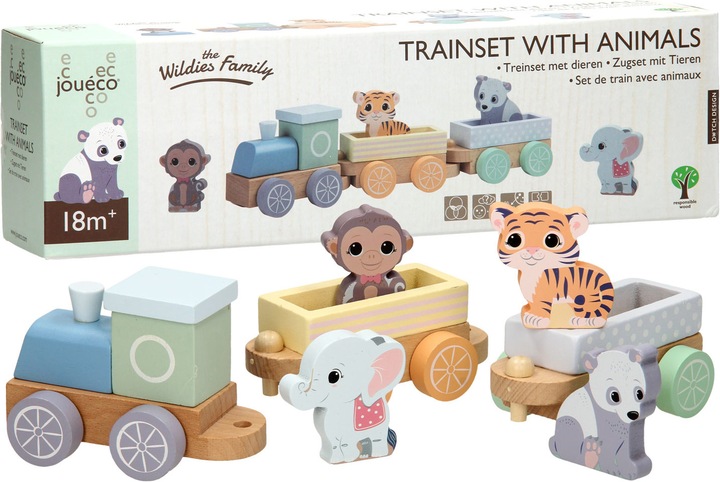 Produktbild Jouéco Wooden Train Wild Animals