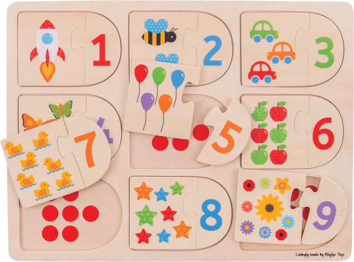 Actual product image Bigjigs Wooden Learning Puzzle Numbers (18 pieces)